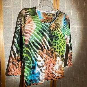 Erin London Printed Embellished Top Size S